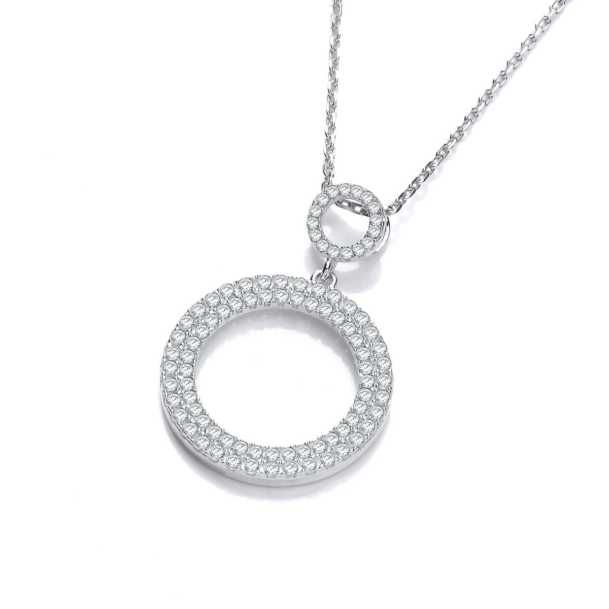 Sterling Silver Circle of Life Pave CZ Necklace - Samuel Perry