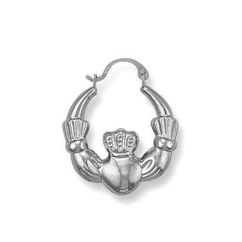 Sterling Silver Claddagh 20mm Creole Earrings - Samuel Perry