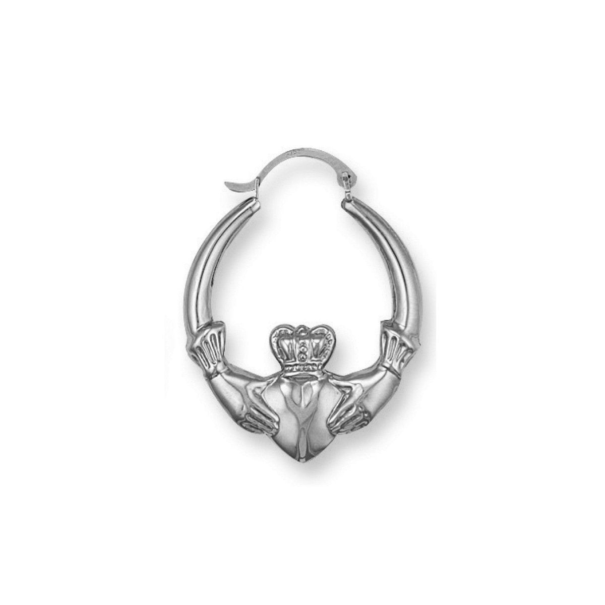 Sterling Silver Claddagh 25mm Creole Earrings - Samuel Perry