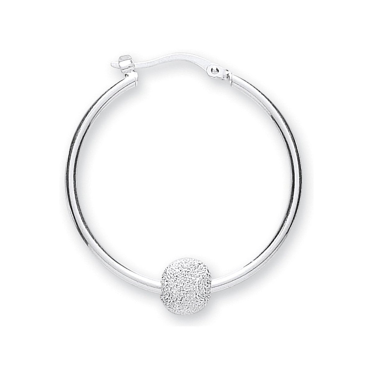 Sterling Silver Classic Glitter Ball Hoop Earrings - Samuel Perry