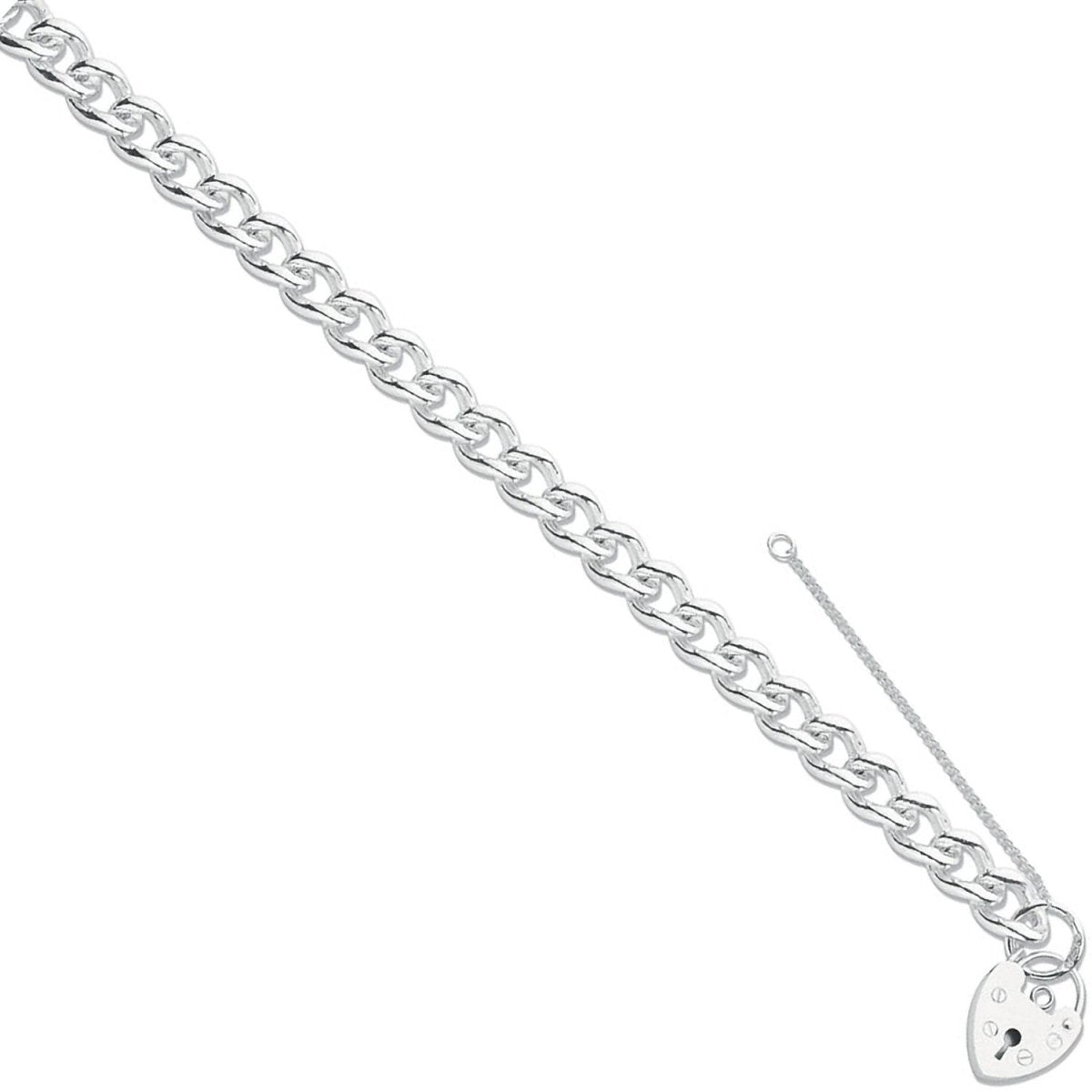 Sterling Silver Classic Open Curb & Padlock Charm Bracelet - Samuel Perry