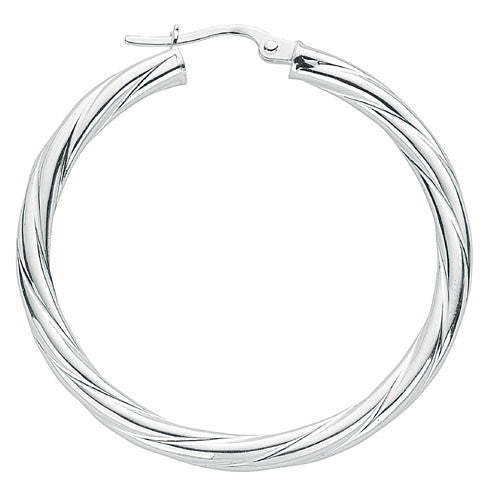 Sterling Silver Classic Twisted Hoop Earrings - Samuel Perry