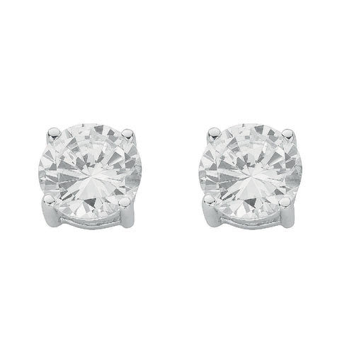 Sterling Silver Claw Set Cz 10mm Stud Earrings - Samuel Perry