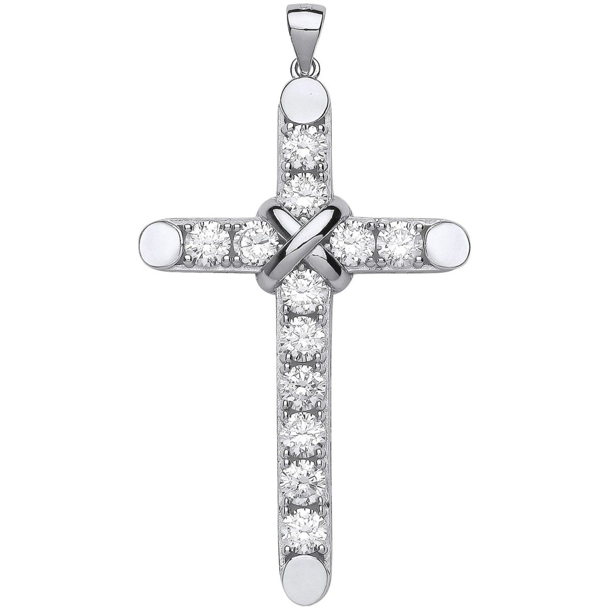 Sterling Silver Claw Set CZ Cross Pendant – Striking Brilliance - Samuel Perry