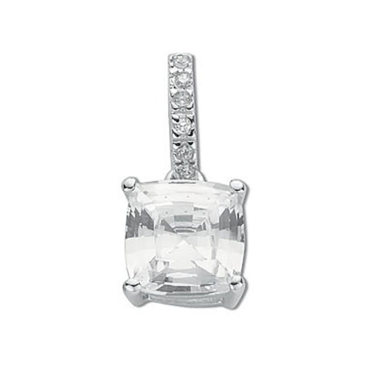 Sterling Silver Claw Set Princess Cut CZ Pendant – Radiant Elegance - Samuel Perry