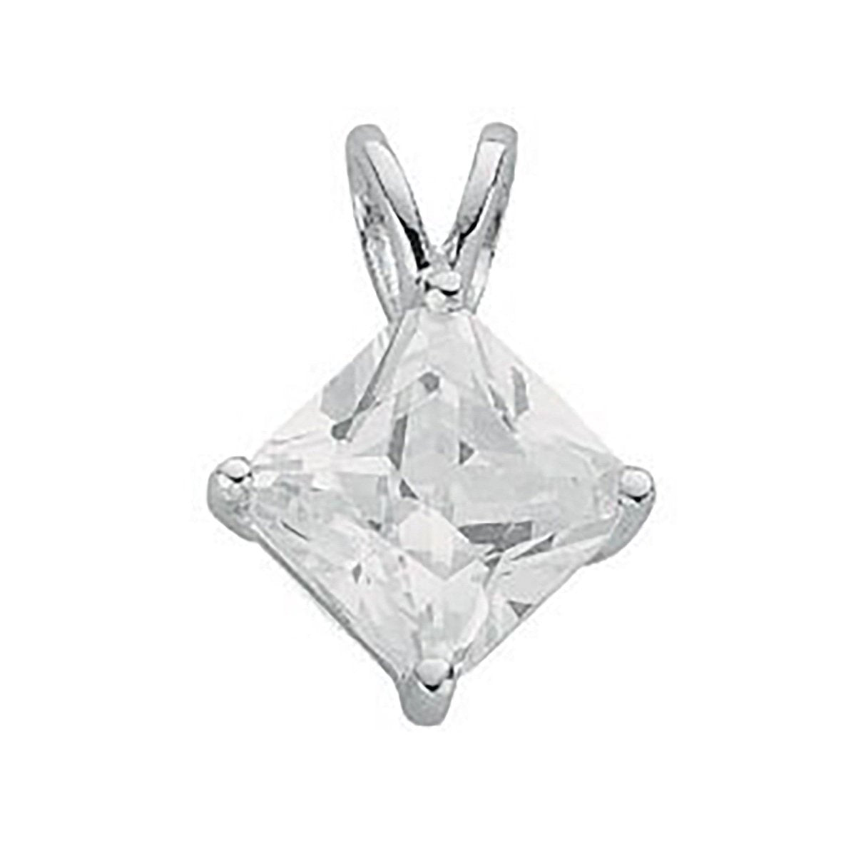 Sterling Silver Claw Set Princess Cut CZ Pendant – Timeless Sparkle - Samuel Perry