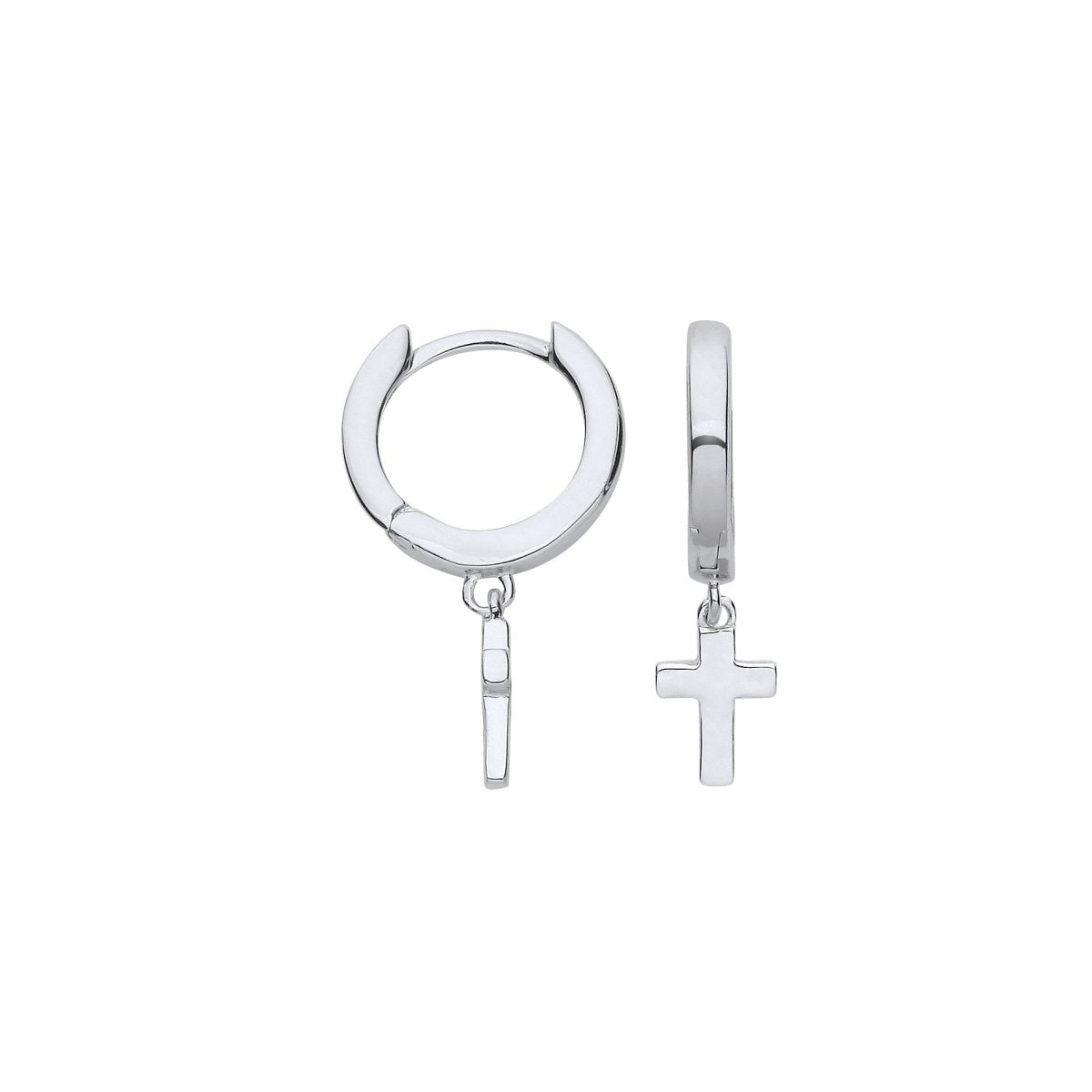 Sterling Silver Cross Hinged Huggies - Samuel Perry