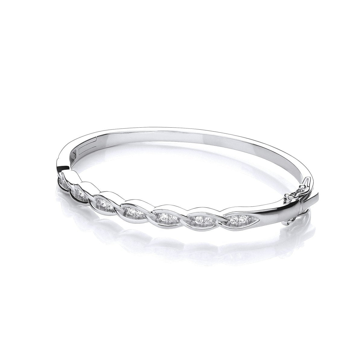 Sterling Silver Curb CZ Bangle - Samuel Perry