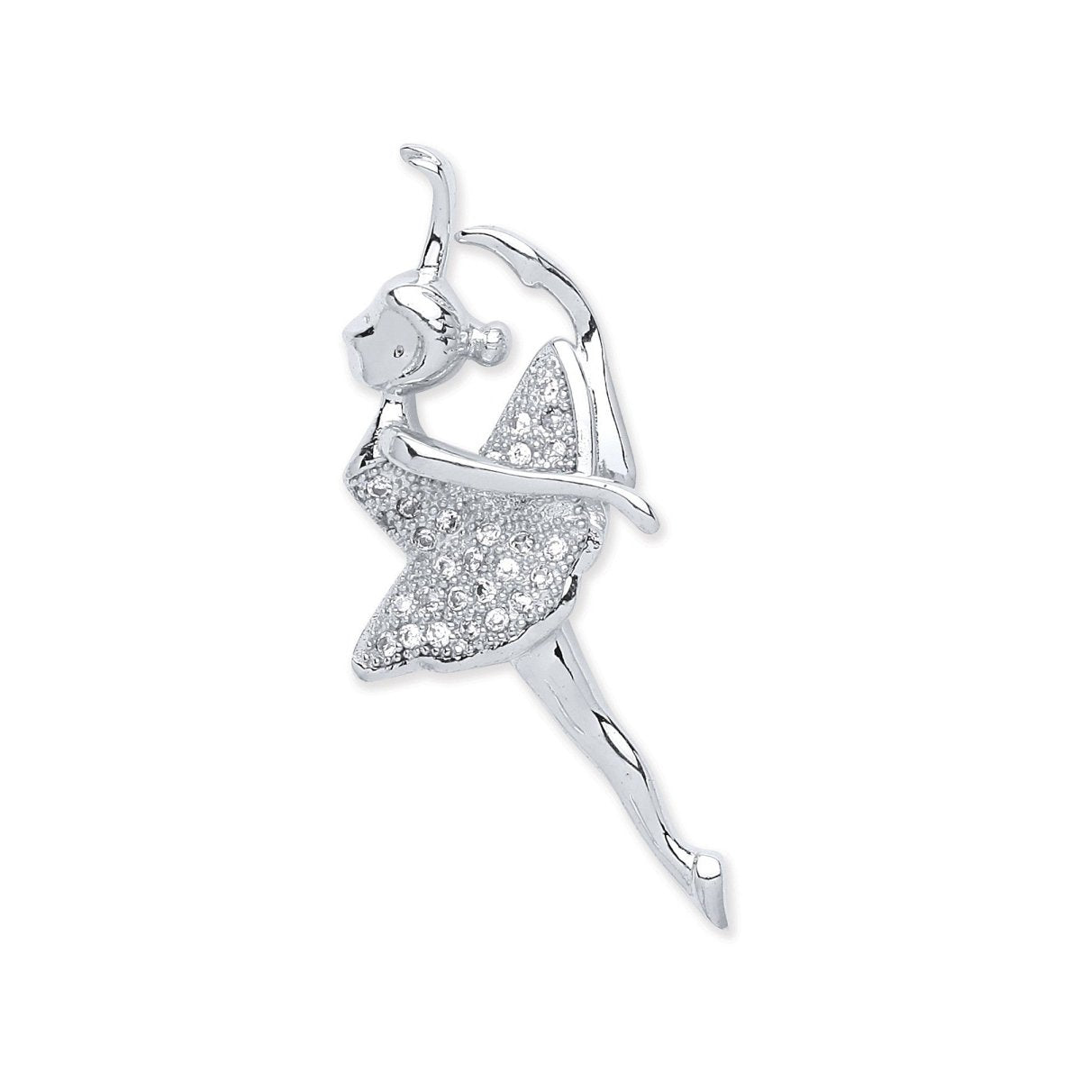 Sterling Silver CZ Ballerina Pendant – Grace in Motion - Samuel Perry