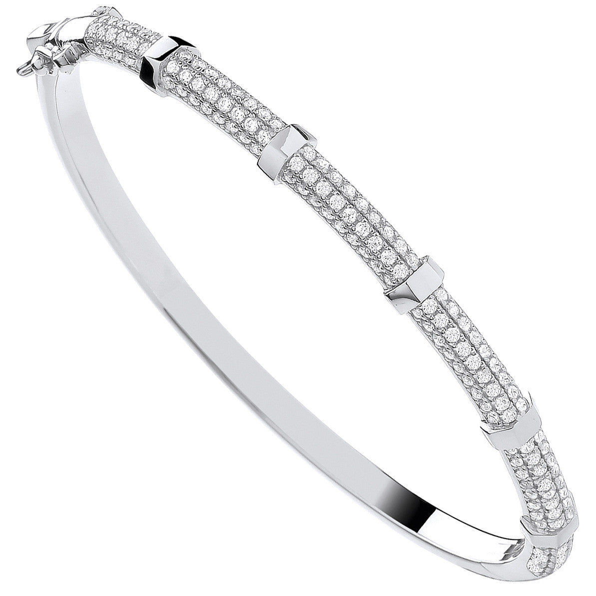 Sterling Silver CZ Bangle with Hex Nuts - Samuel Perry