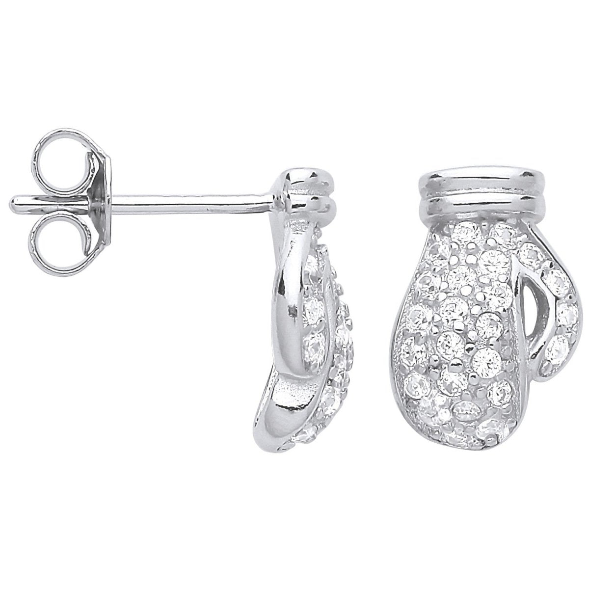 Sterling Silver Cz Boxing Gloves Stud Earrings - Samuel Perry
