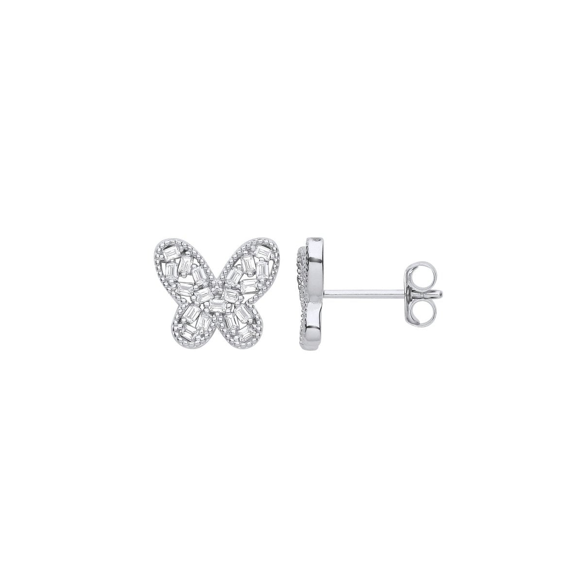 Sterling Silver CZ Butterfly Studs - Samuel Perry