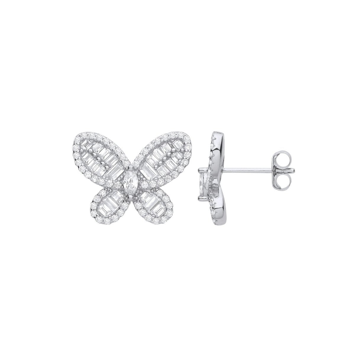 Sterling Silver CZ Butterfly Studs - Samuel Perry