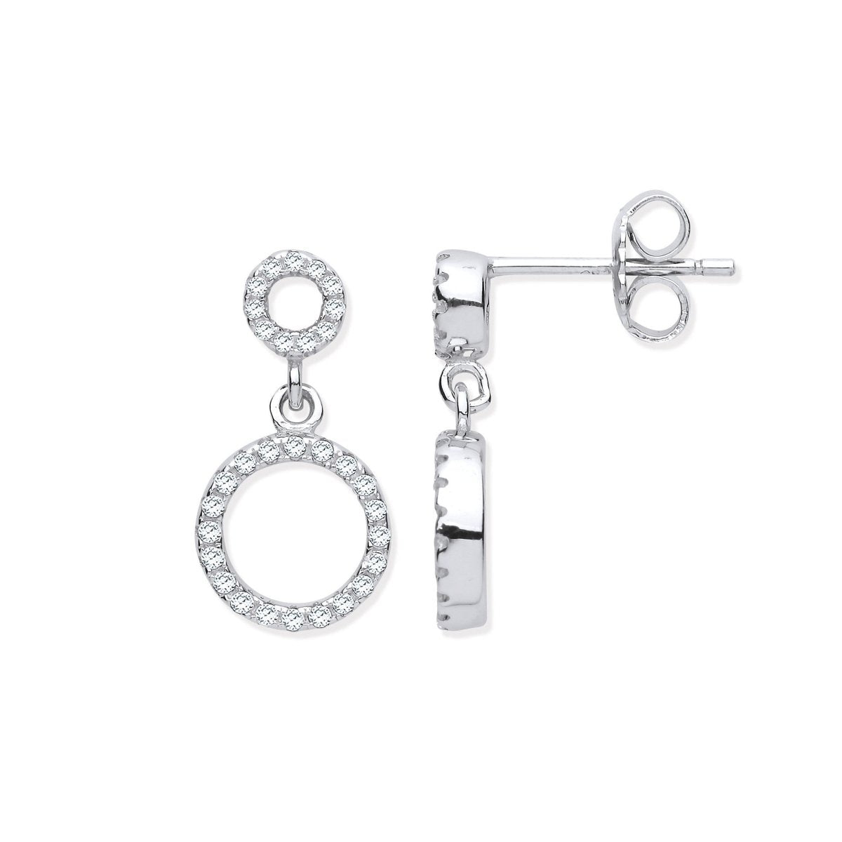 Sterling Silver CZ Circle of Life Drop Earrings - Samuel Perry