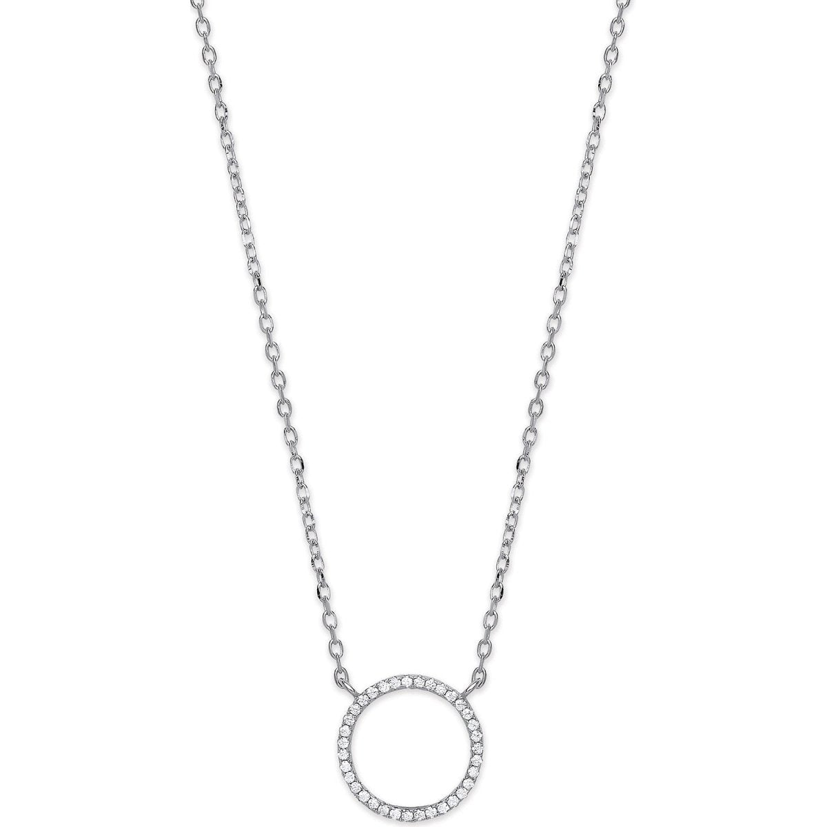 Sterling Silver CZ Circle of Life Pendant 16" Necklace with Extension - Samuel Perry