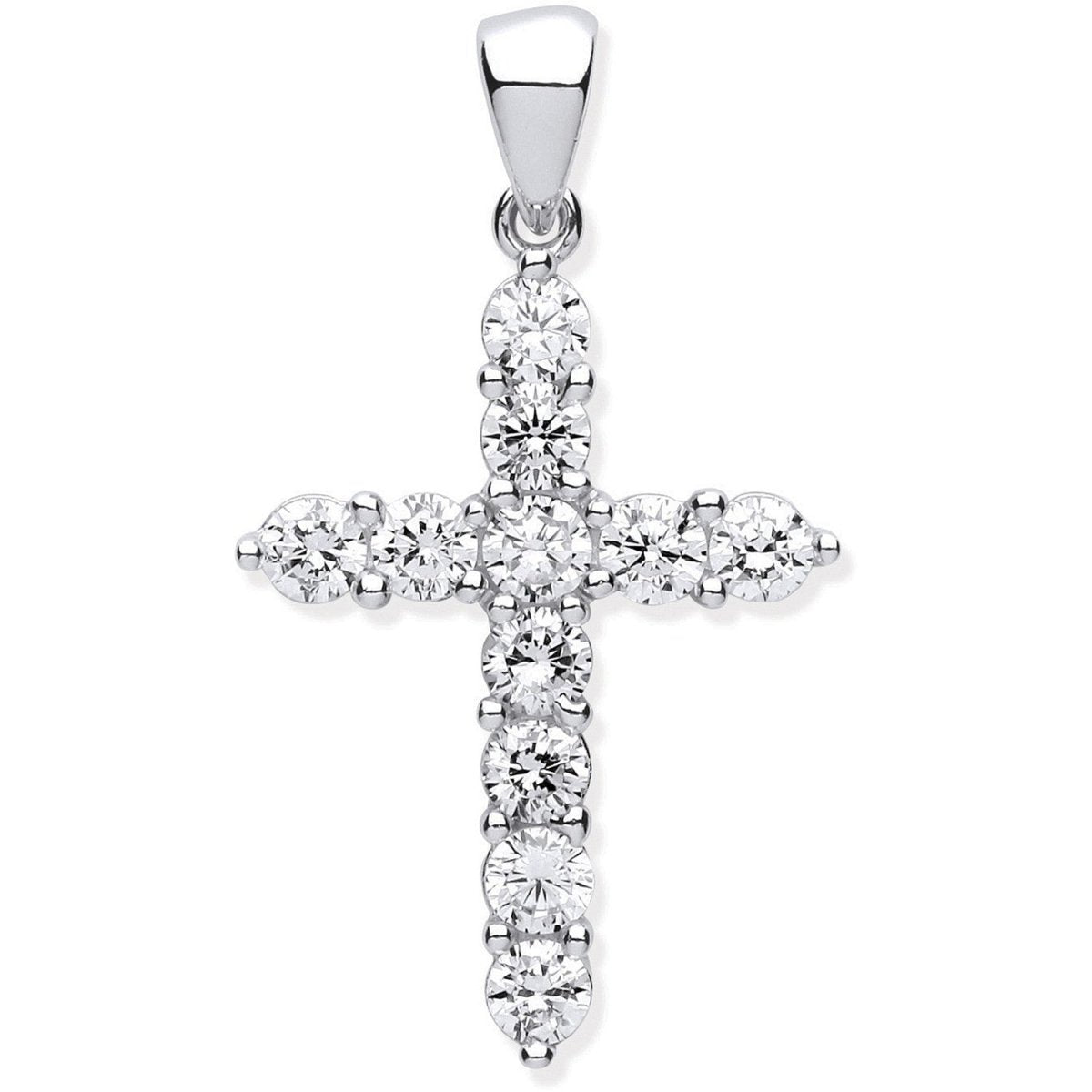 Sterling Silver CZ Cross Pendant - Samuel Perry