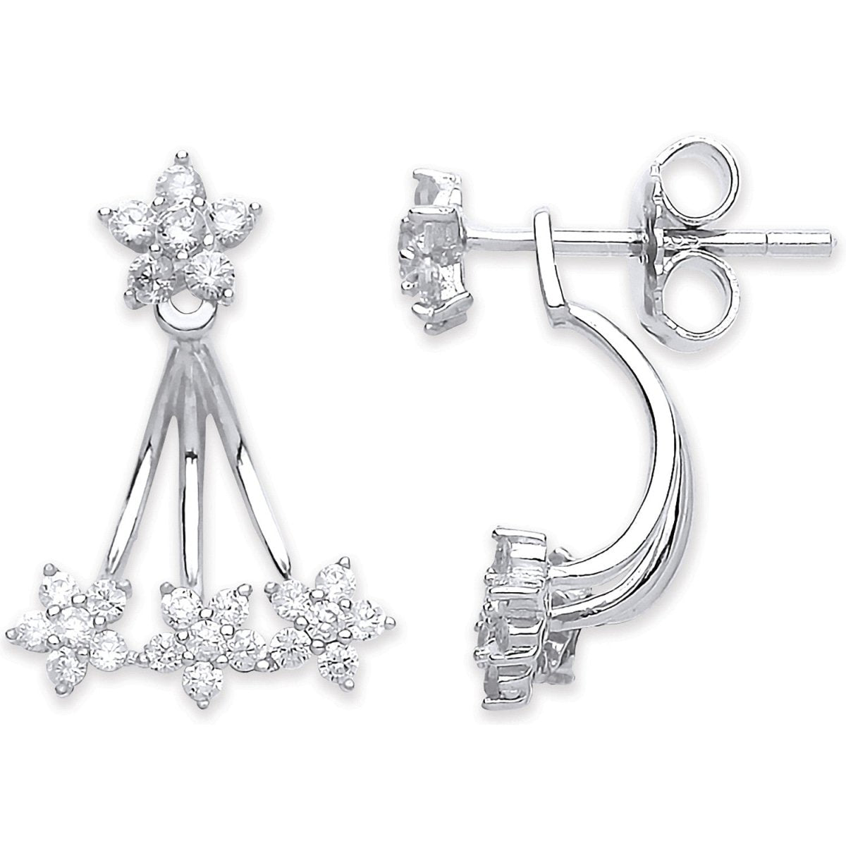 Sterling Silver CZ Ear Stud Cuff Wrap Earrings - Samuel Perry