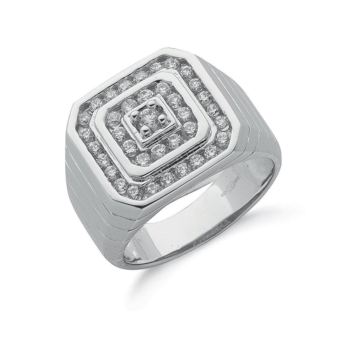 Sterling Silver CZ Gents Ring - Samuel Perry