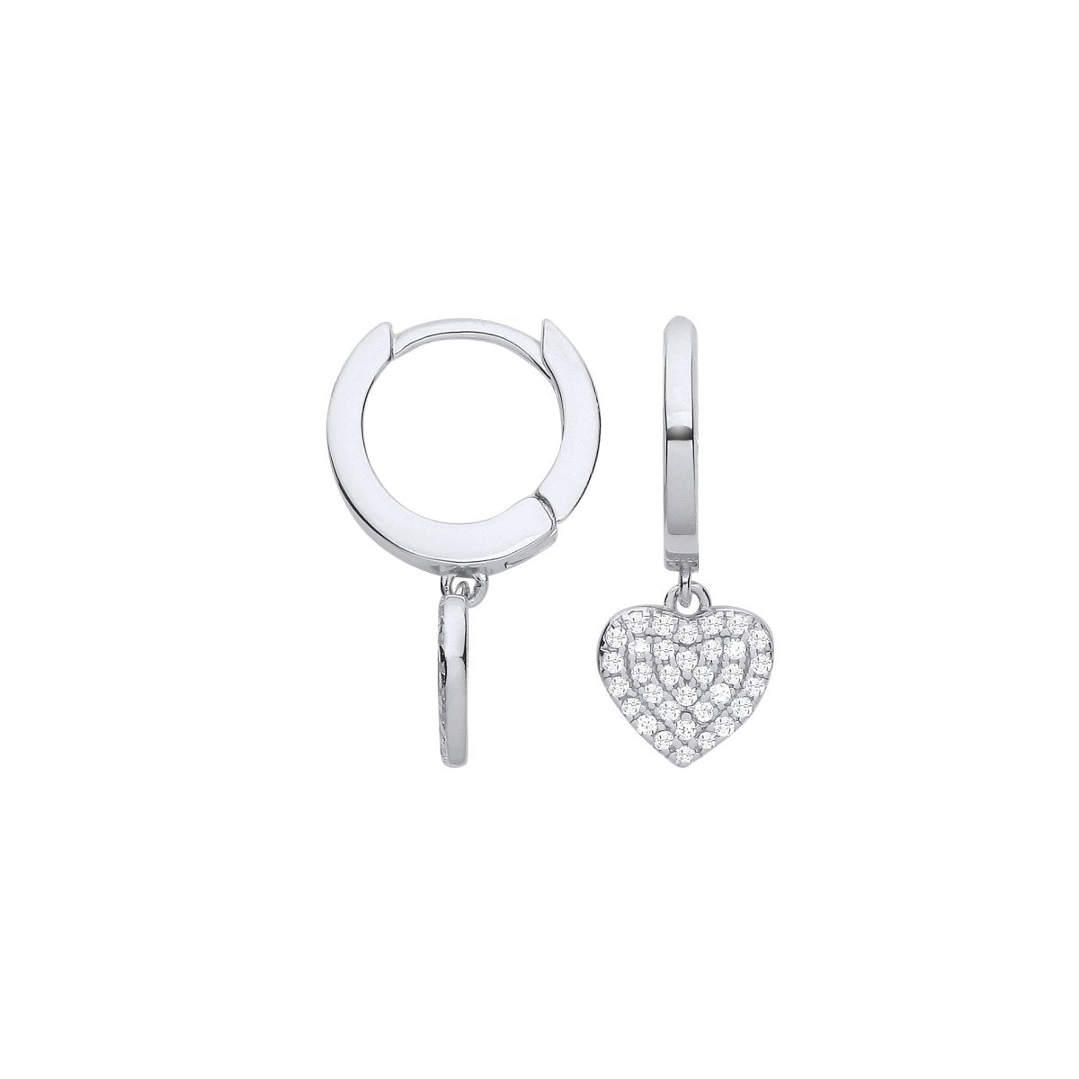 Sterling Silver CZ Heart Hinged Huggies - Samuel Perry