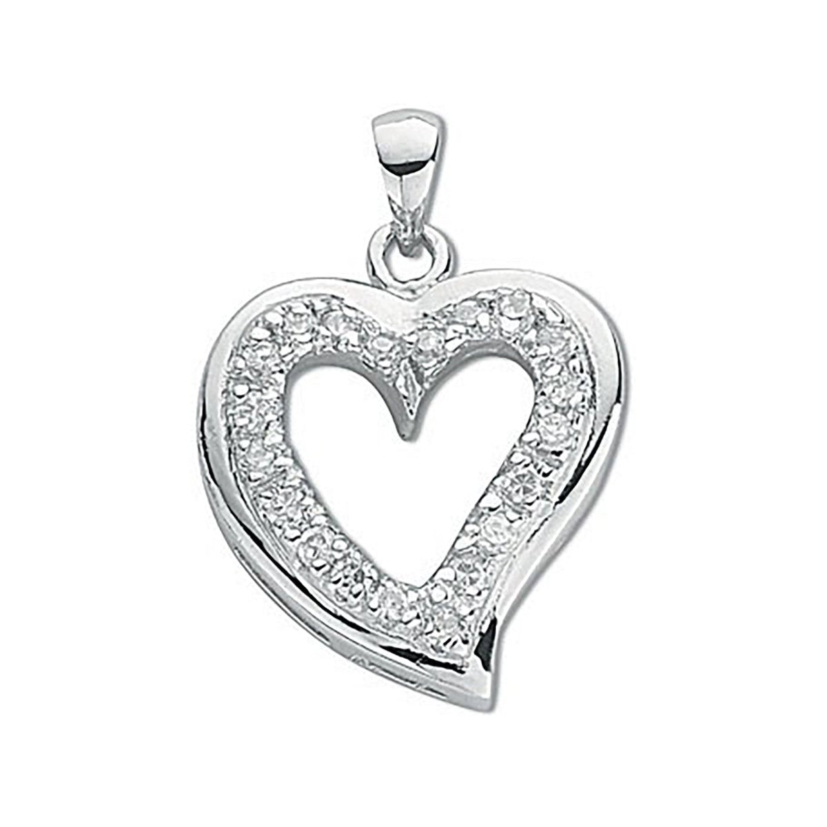 Sterling Silver CZ Heart Pendant – Elegant & Timeless - Samuel Perry