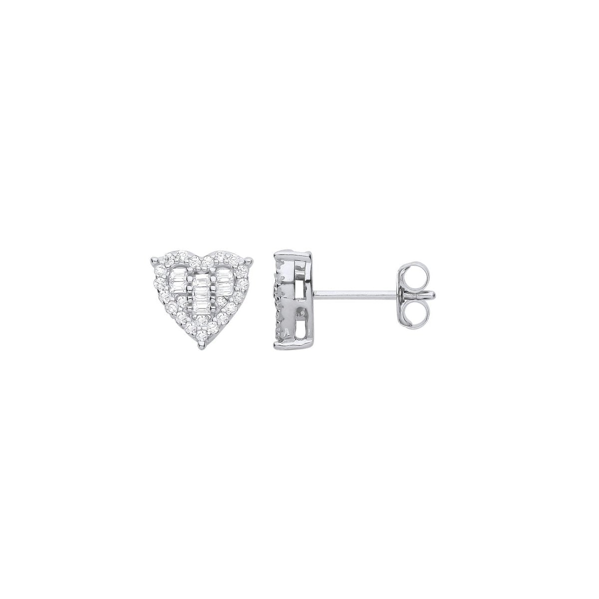 Sterling Silver CZ Heart Studs - Samuel Perry