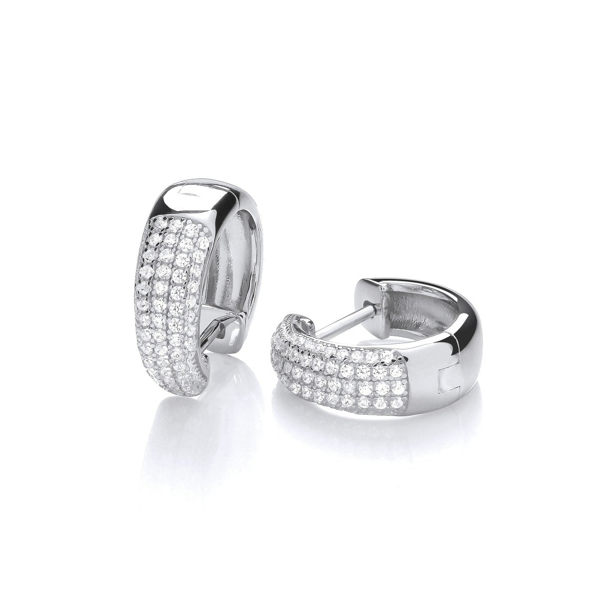 Sterling Silver CZ Huggy Hoop Earrings - Samuel Perry