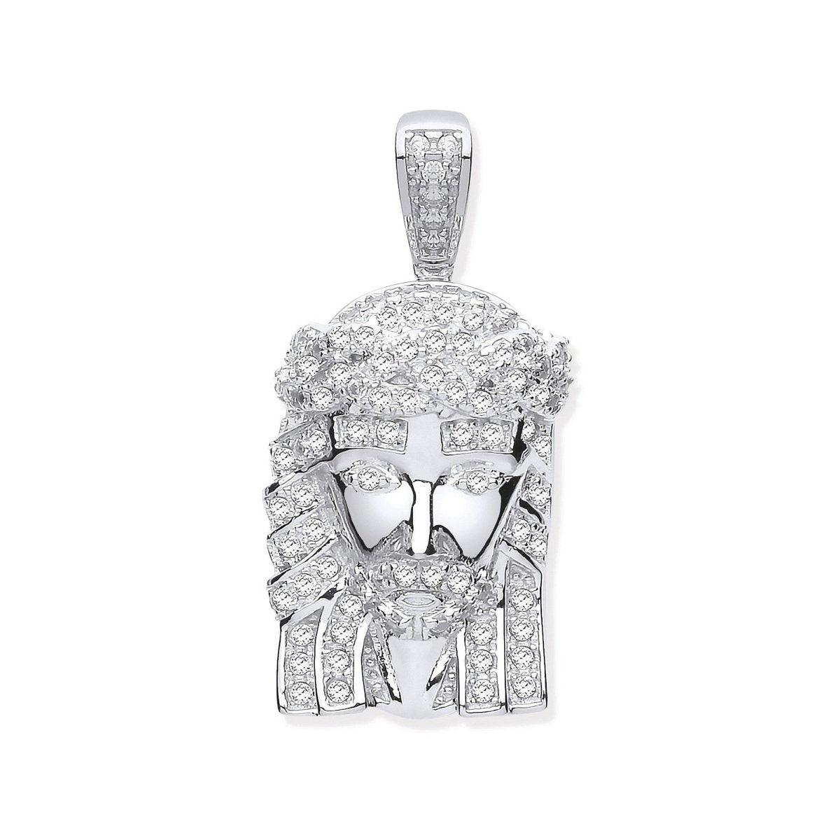 Sterling Silver CZ Jesus Pendant – Refined Spiritual Elegance - Samuel Perry