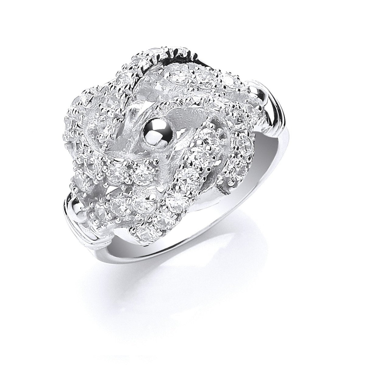 Sterling Silver Cz Knot Gents Ring - Samuel Perry