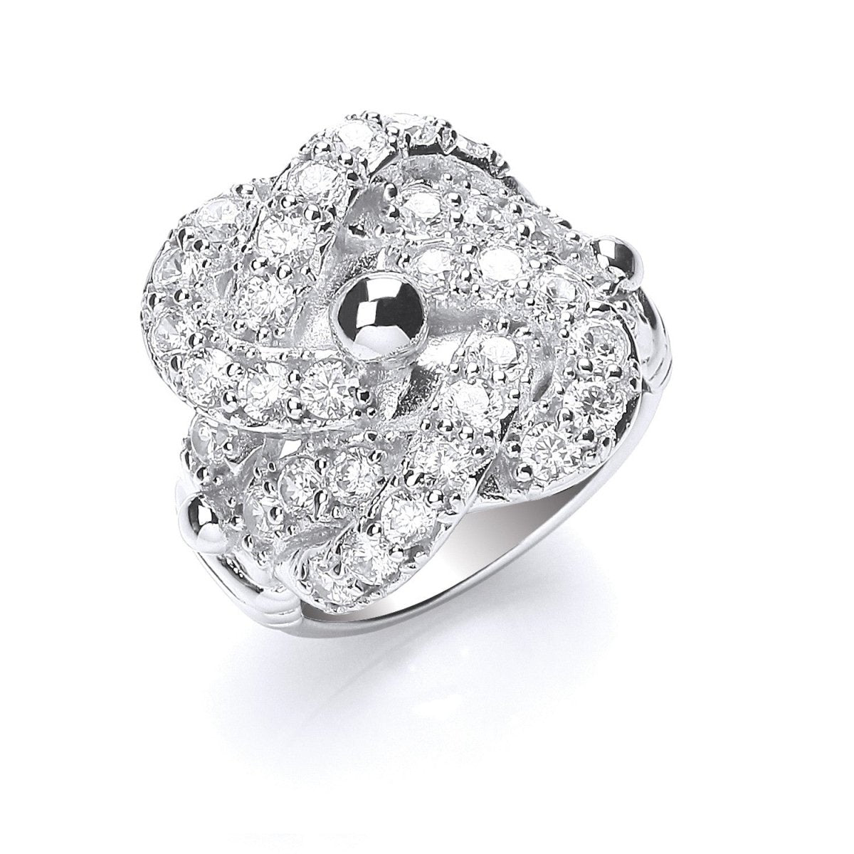 Sterling Silver Cz Knot Gents Ring - Samuel Perry