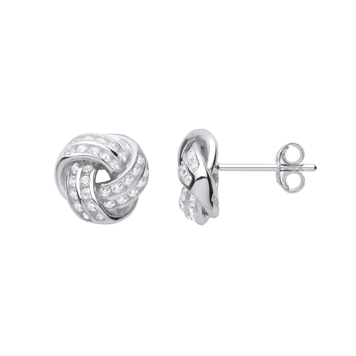 Sterling Silver CZ Knot Stud Earrings - Samuel Perry