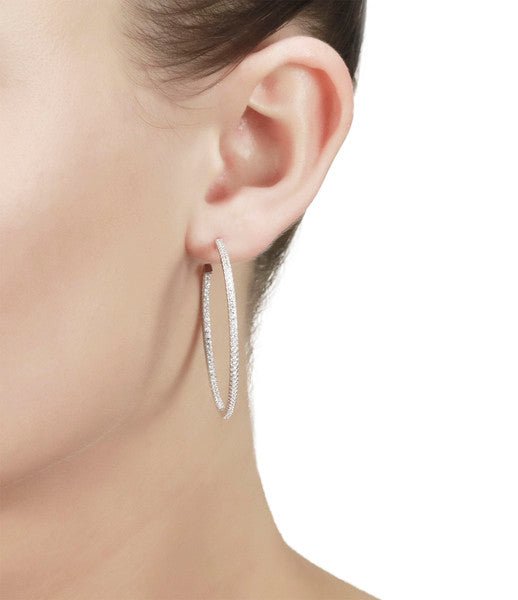 Sterling Silver CZ Large Hoop Earrings - Samuel Perry