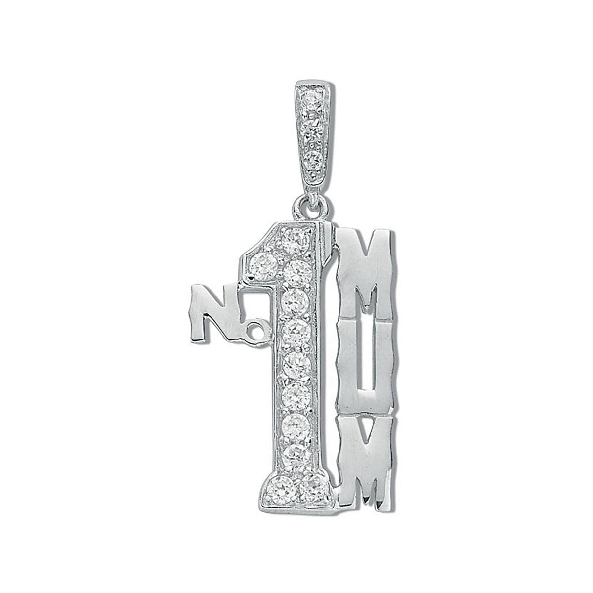 Sterling Silver CZ No.1 Mum Drop Pendant – Meaningful & Sparkling - Samuel Perry