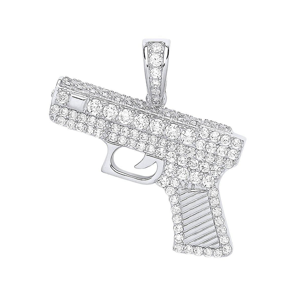 Sterling Silver CZ Pistol Pendant - Samuel Perry