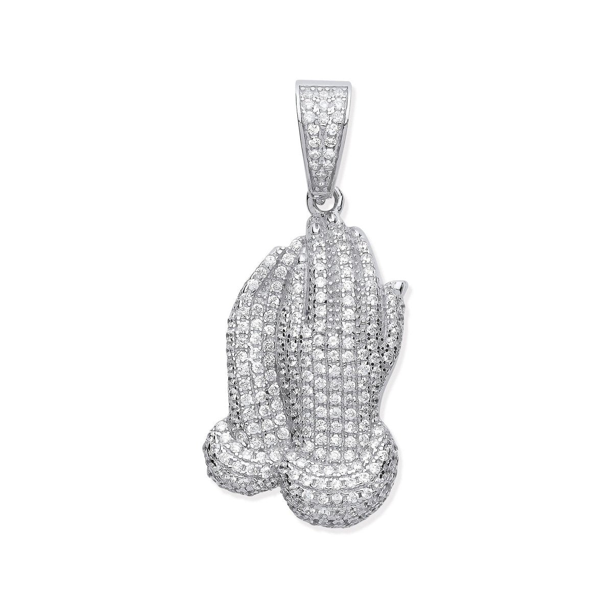 Sterling Silver CZ Praying Hands Pendant – Faithful Craftsmanship - Samuel Perry