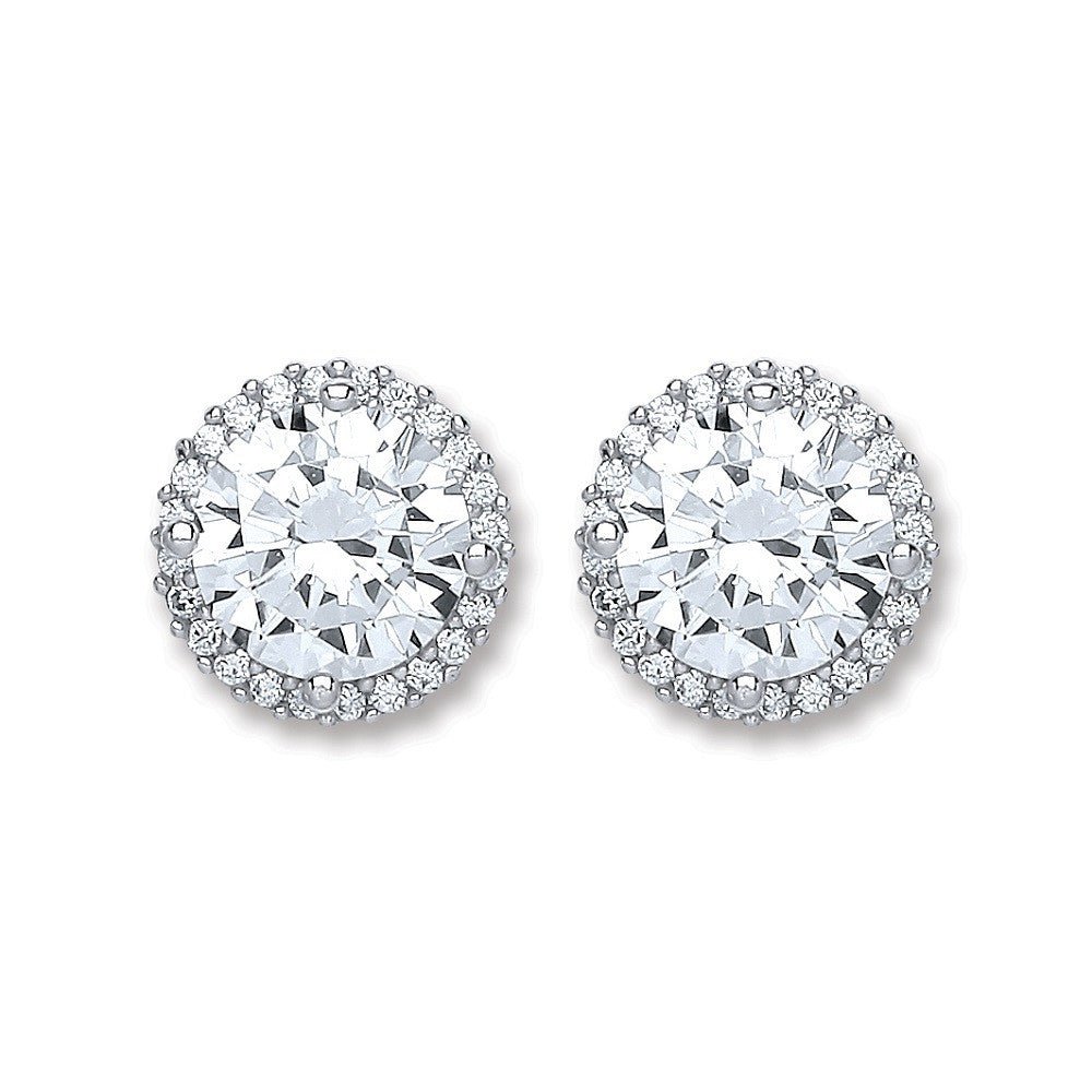 Sterling Silver CZ Round Stud Earrings - Samuel Perry