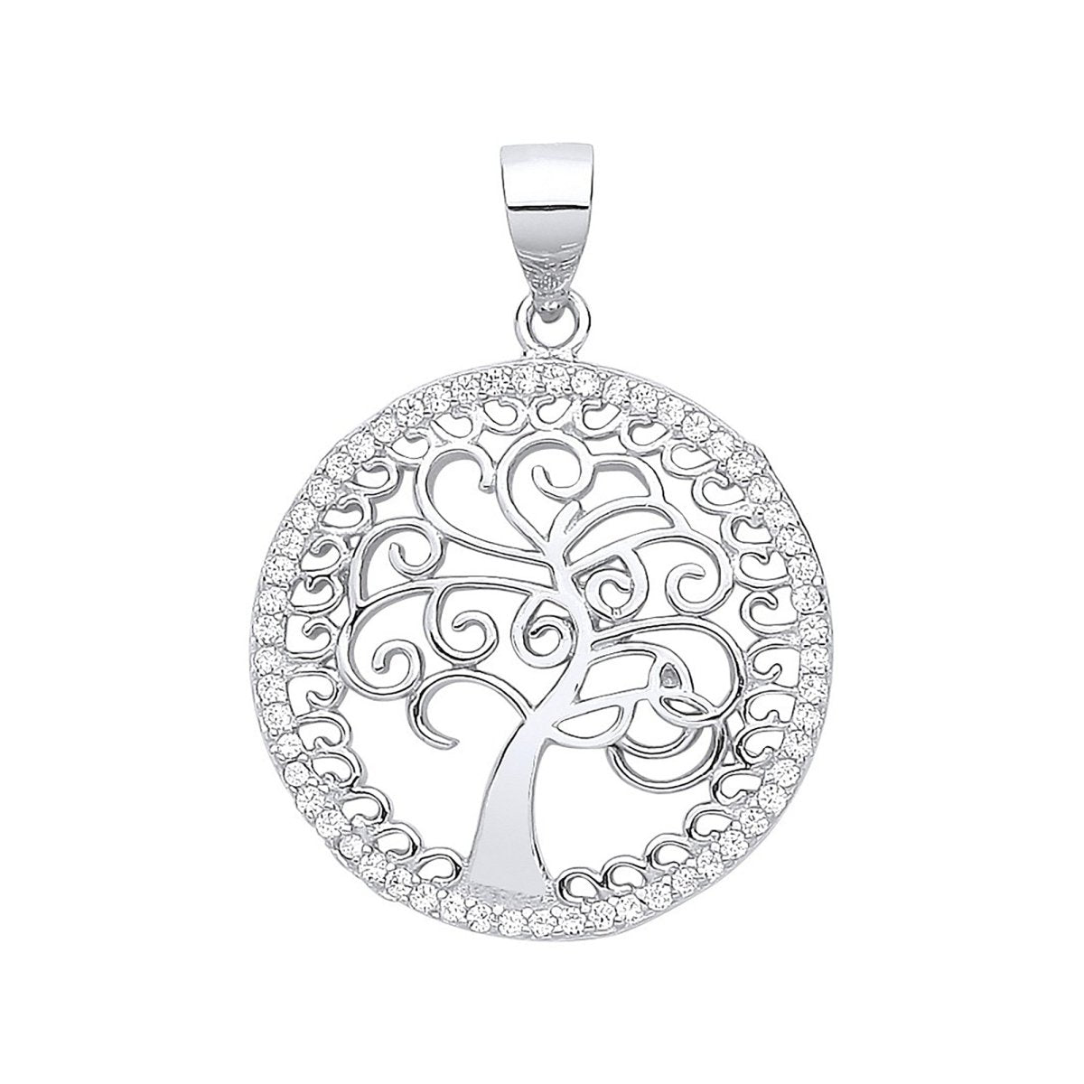 Sterling Silver CZ Tree of Life Pendant - Samuel Perry