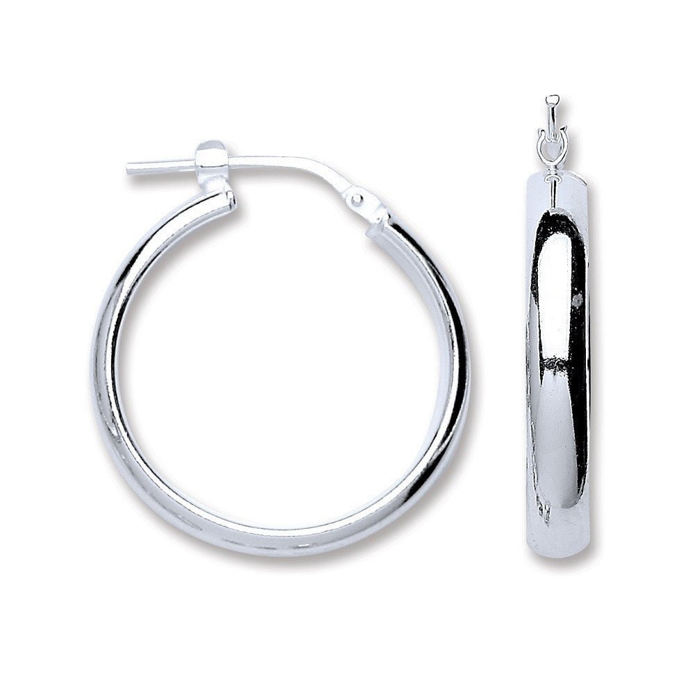 Sterling Silver D - Shape Wedds Hoop Earrings - Samuel Perry