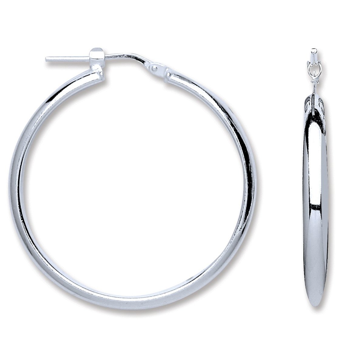 Sterling Silver D - Shape Wedds Hoop Earrings - Samuel Perry