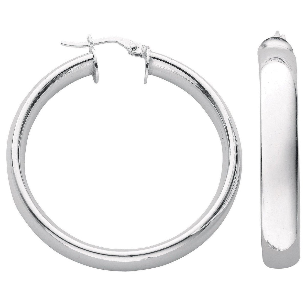 Sterling Silver D Shaped Hoop Earrings - Samuel Perry
