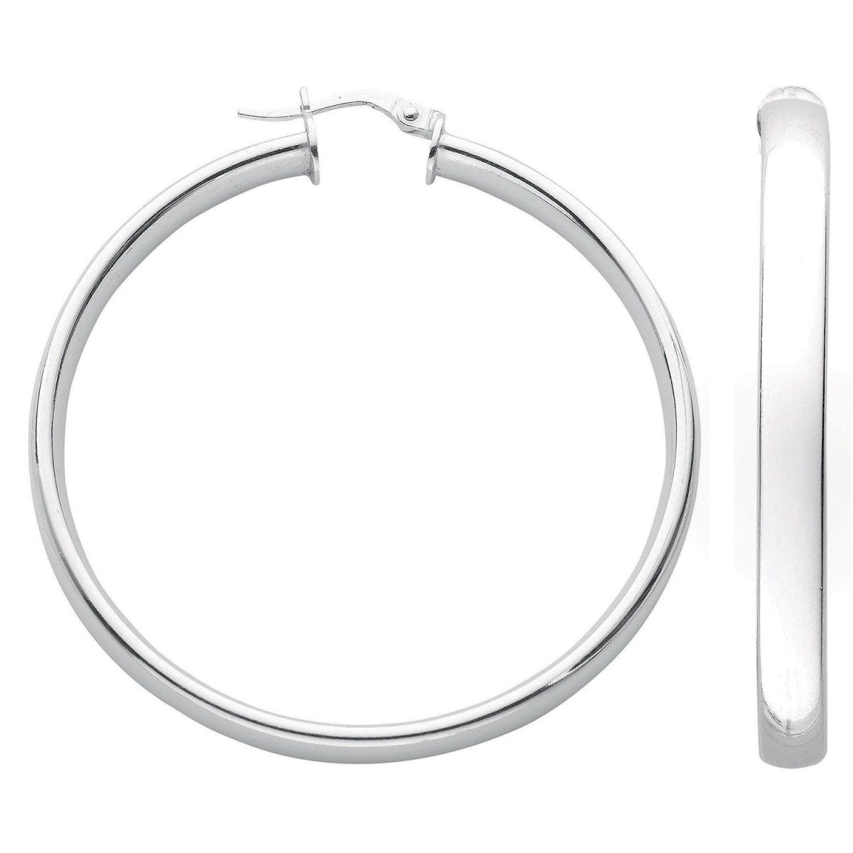 Sterling Silver D Shaped Modern Hoop Earrings - Samuel Perry