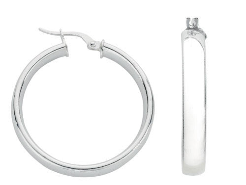 Sterling Silver D Shaped Stylish Hoop Earrings - Samuel Perry