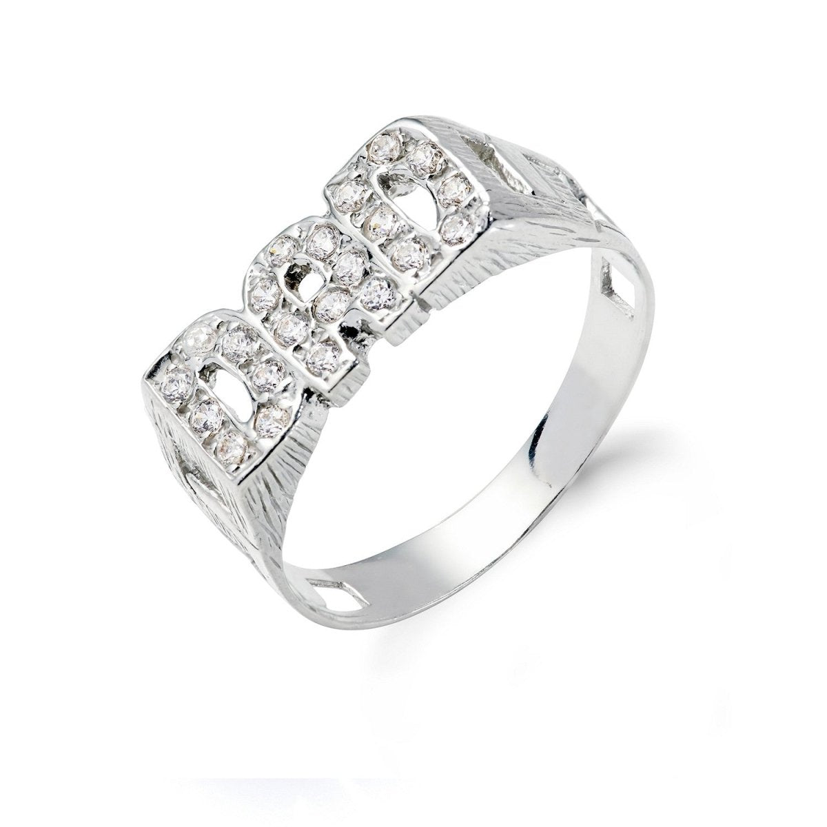 Sterling Silver Dad Cz ID Side Ring - Samuel Perry