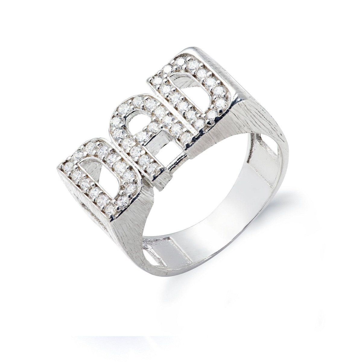 Sterling Silver Dad CZ ID Side Ring - Samuel Perry