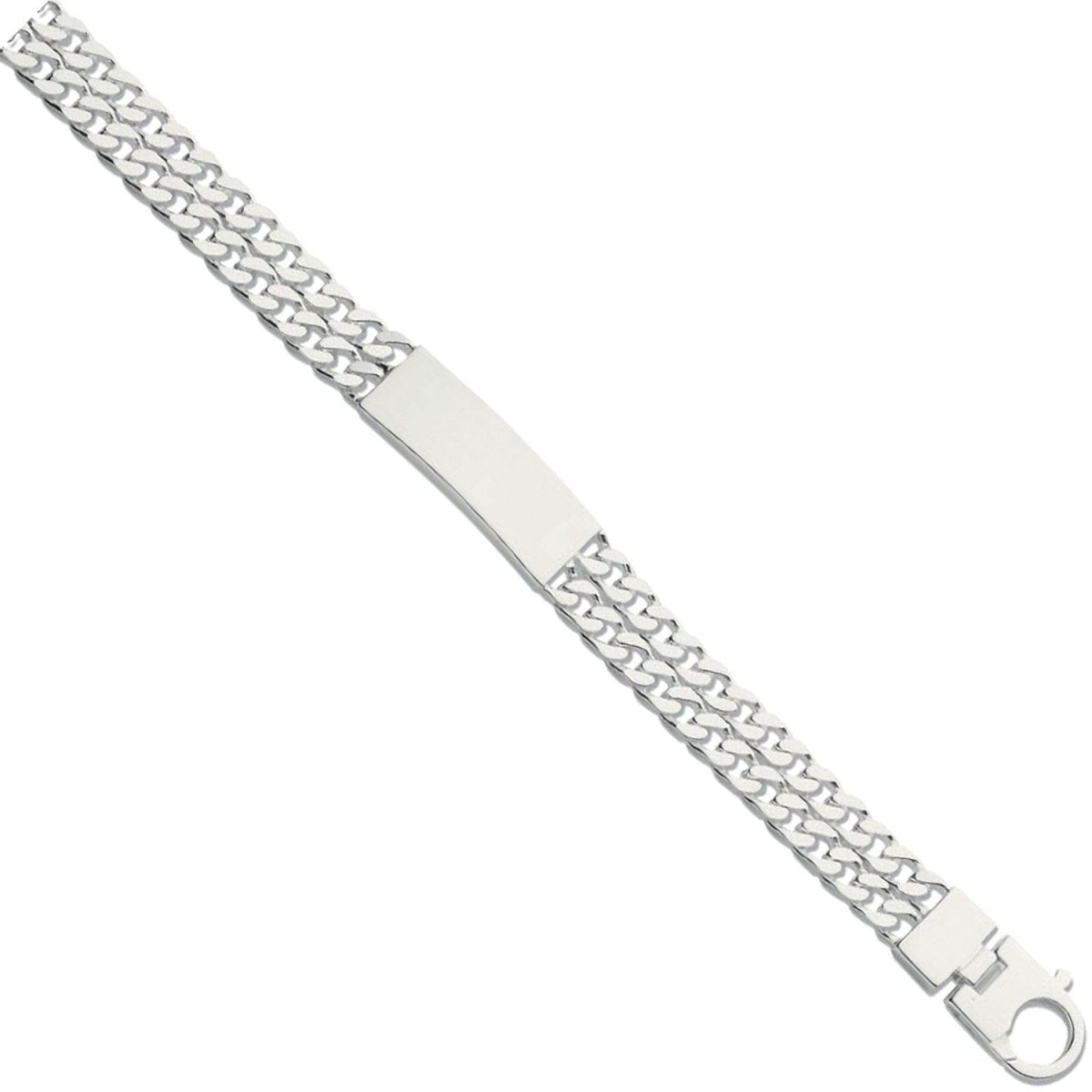 Sterling Silver Double Curb Link ID Gents 8" Bracelet - Samuel Perry