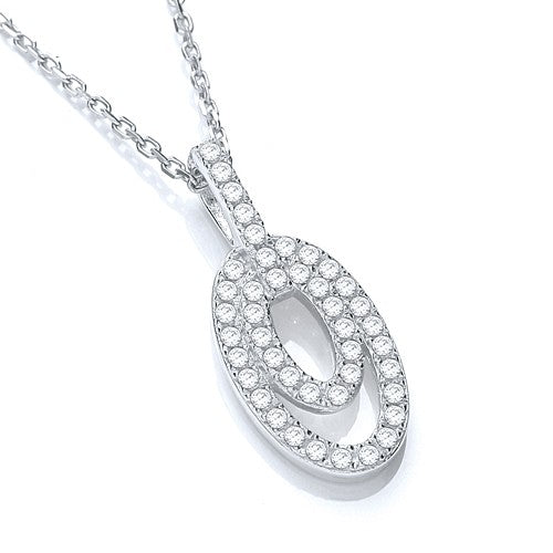 Sterling Silver Double Oval CZ Necklace - Samuel Perry
