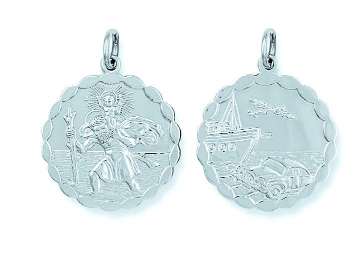Sterling Silver Double Sided Fancy St Christopher Pendant – Timeless Protection - Samuel Perry