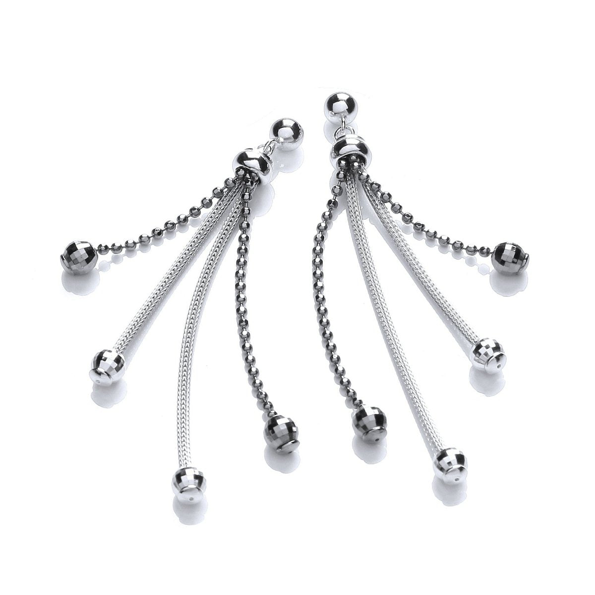 Sterling Silver Double Strand and Ball Stud Earrings - Samuel Perry