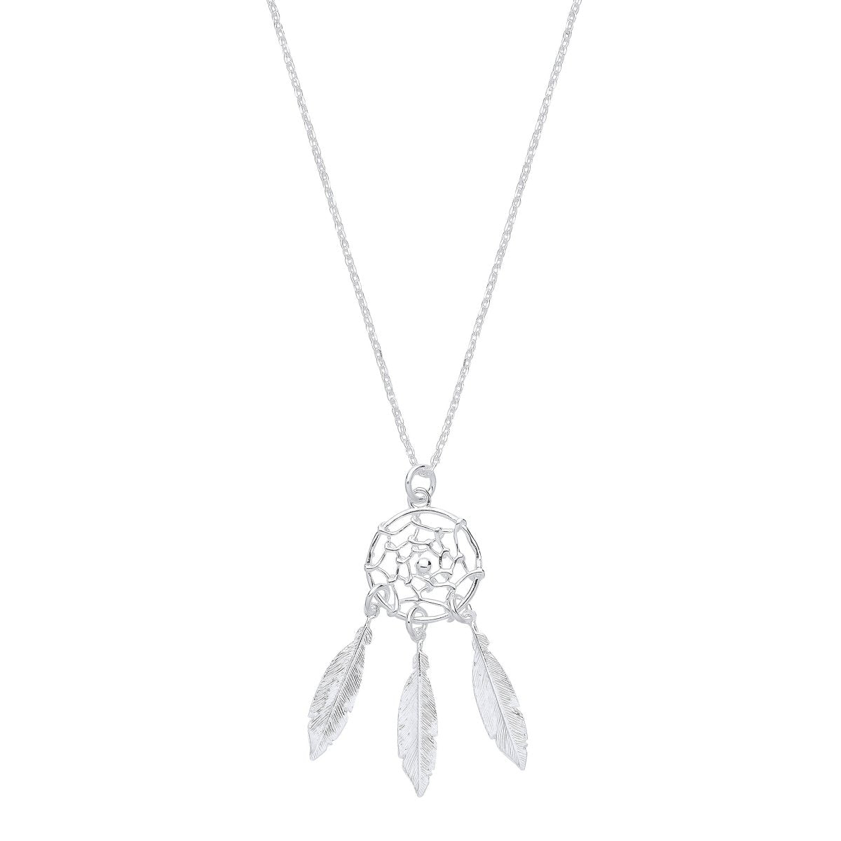 Sterling Silver Dream Catcher Necklace And Feather & Spider Web Design - Samuel Perry