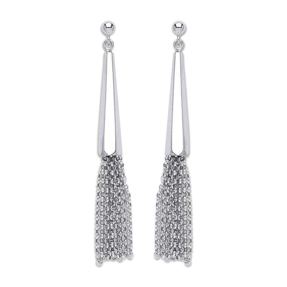 Sterling Silver Drop with Tassel Earrings - Samuel Perry