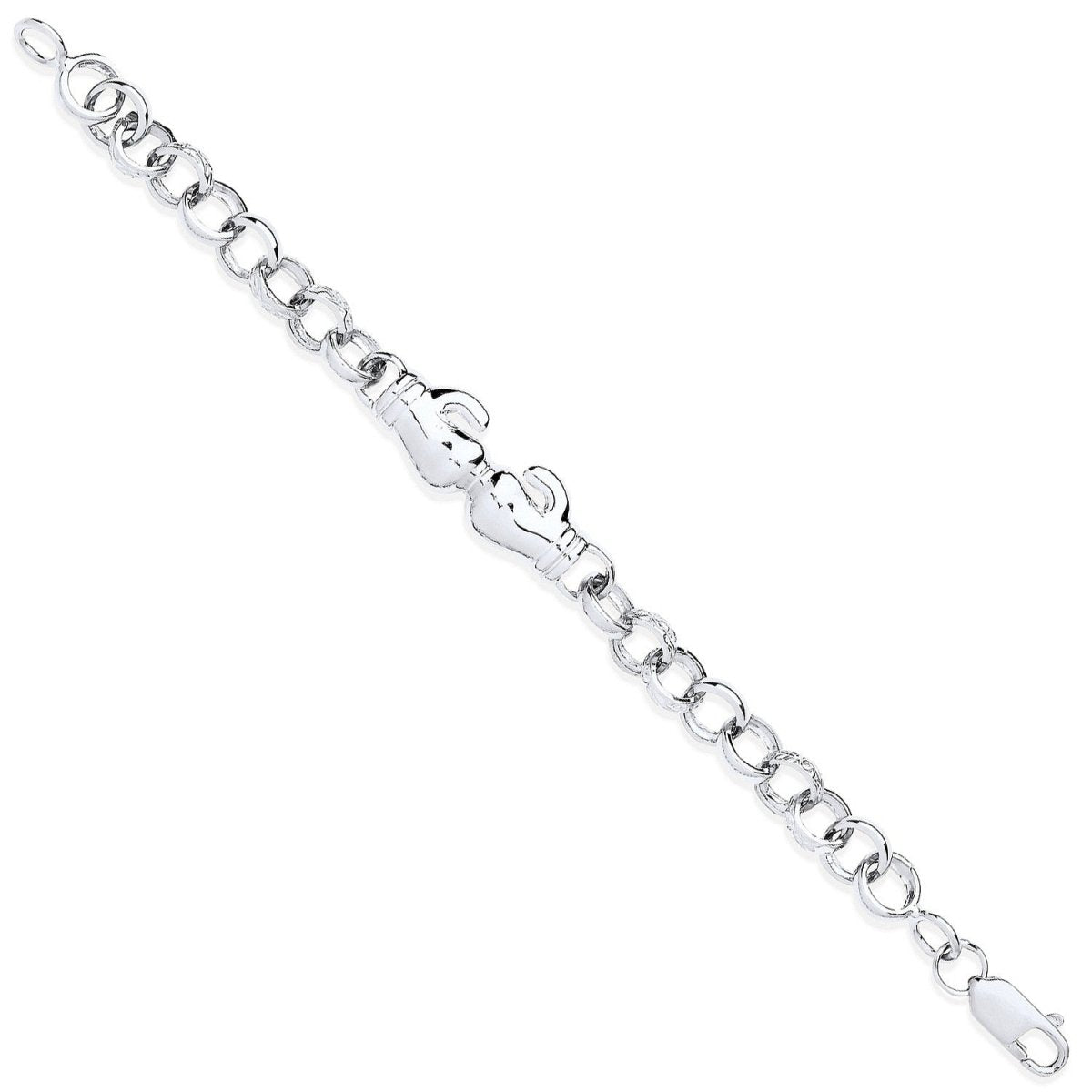 Sterling Silver Elegant Baby Boxing Gloves Belcher Bracelet - Samuel Perry